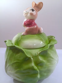 Load image into Gallery viewer, Metlox Bunny on Cabbage Vintage Cookie Jar
