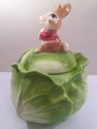 Load image into Gallery viewer, Metlox Bunny on Cabbage Vintage Cookie Jar
