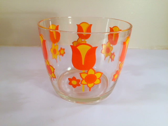 Royal Kendall Signed Retro Vintage Orange and Yellow Flower Power Ice Container