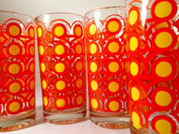 Load image into Gallery viewer, Colony Frolic Groovy Retro Orange &amp; Yellow Circle Glasses (Set of 4)
