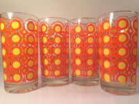 Load image into Gallery viewer, Colony Frolic Groovy Retro Orange &amp; Yellow Circle Glasses (Set of 4)
