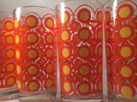 Load image into Gallery viewer, Colony Frolic Groovy Retro Orange &amp; Yellow Circle Glasses (Set of 4)
