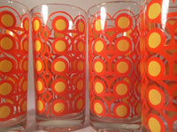 Load image into Gallery viewer, Colony Frolic Groovy Retro Orange &amp; Yellow Circle Glasses (Set of 4)
