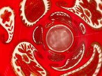 Load image into Gallery viewer, Culver Signed Mid-Century Red &amp; 22-Karat Gold Paisley Ice Container and Tongs
