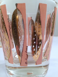 Load image into Gallery viewer, Fred Press Signed Mid-Century Pink and Clear 22-Karat Gold Leaves Whiskey Glasses (Set of 4)
