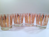Load image into Gallery viewer, Fred Press Signed Mid-Century Pink and Clear 22-Karat Gold Leaves Whiskey Glasses (Set of 4)

