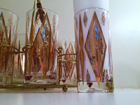 Load image into Gallery viewer, Hollywood Regency Mid-Century 11-Piece Atomic Bar Set (8 Highball Glasses, Ice Container, Tongs and Carrier)
