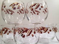 Load image into Gallery viewer, Federal Glass Mid-Century 22-Karat Gold Acorn Roly-Poly Set (Set of 8 Glasses)
