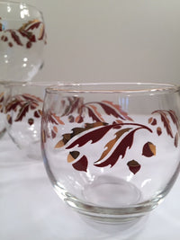 Load image into Gallery viewer, Federal Glass Mid-Century 22-Karat Gold Acorn Roly-Poly Set (Set of 8 Glasses)
