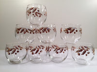 Load image into Gallery viewer, Federal Glass Mid-Century 22-Karat Gold Acorn Roly-Poly Set (Set of 8 Glasses)
