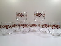 Load image into Gallery viewer, Federal Glass Mid-Century 22-Karat Gold Acorn Roly-Poly Set (Set of 8 Glasses)
