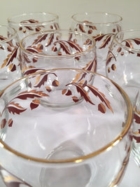 Load image into Gallery viewer, Federal Glass Mid-Century 22-Karat Gold Acorn Roly-Poly Set (Set of 8 Glasses)
