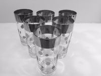 Load image into Gallery viewer, Vitreon Queens Luster Mid-Century Silver Polka Dot Platinum Glasses (Set of 6)
