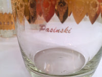 Load image into Gallery viewer, Pasinski Signed Mid-Century 22-Karat Gold 7-Piece Cocktail Set (1 Shaker and 6 Glasses)
