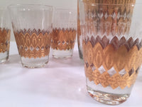 Load image into Gallery viewer, Pasinski Signed Mid-Century 22-Karat Gold 7-Piece Cocktail Set (1 Shaker and 6 Glasses)
