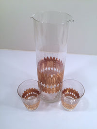 Load image into Gallery viewer, Pasinski Signed Mid-Century 22-Karat Gold Cocktail Set (1 Pitcher and 2 Glasses)
