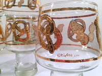 Load image into Gallery viewer, Culver Signed Mid-Century 22-Karat Gold Peanuts and Pretzels Glasses (Set of 6)
