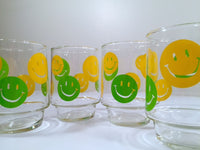 Load image into Gallery viewer, Retro Green and Yellow Smiley Face Glasses (Set of 4)
