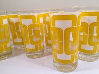 Load image into Gallery viewer, Libbey Retro Yellow and White Links Glasses (Set of 8)
