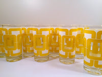 Load image into Gallery viewer, Libbey Retro Yellow and White Links Glasses (Set of 8)
