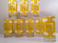 Load image into Gallery viewer, Libbey Retro Yellow and White Links Glasses (Set of 8)
