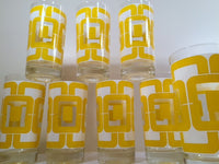Load image into Gallery viewer, Libbey Retro Yellow and White Links Glasses (Set of 8)
