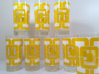 Load image into Gallery viewer, Libbey Retro Yellow and White Links Glasses (Set of 8)
