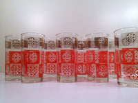 Load image into Gallery viewer, Libbey Mid-Century Orange and 22-Karat Gold Retro Glasses (Set of 8)

