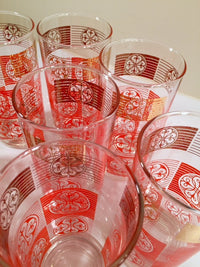 Load image into Gallery viewer, Libbey Mid-Century Orange and 22-Karat Gold Retro Glasses (Set of 8)
