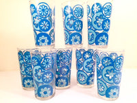Load image into Gallery viewer, Hazel Atlas Mid-Century Hazelware Blue Flower Power Glasses (Set of 8)
