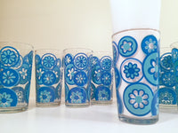 Load image into Gallery viewer, Hazel Atlas Mid-Century Hazelware Blue Flower Power Glasses (Set of 8)
