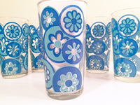 Load image into Gallery viewer, Hazel Atlas Mid-Century Hazelware Blue Flower Power Glasses (Set of 8)

