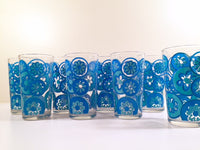 Load image into Gallery viewer, Hazel Atlas Mid-Century Hazelware Blue Flower Power Glasses (Set of 8)

