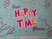 Load image into Gallery viewer, Anchor Hocking Mid-Century &quot;Happy Time&quot; Ballerina 8-Piece Set (Set of 8 Glasses with Original Box)
