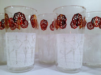 Load image into Gallery viewer, Anchor Hocking Mid-Century &quot;Happy Time&quot; Ballerina 8-Piece Set (Set of 8 Glasses with Original Box)
