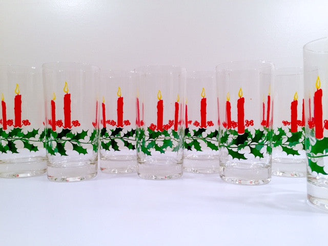 Dayton Hudson Vintage Christmas Candle Glasses with Original Box (Set of 8)