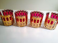 Load image into Gallery viewer, Culver Signed LTD Vintage Cranberry Scroll Rocks Glasses (Set of 4)
