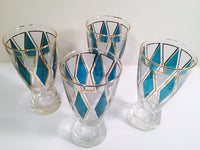Load image into Gallery viewer, Libbey Emerald - Blue and Gold Diamond Pilsner Glasses (Set of 4)
