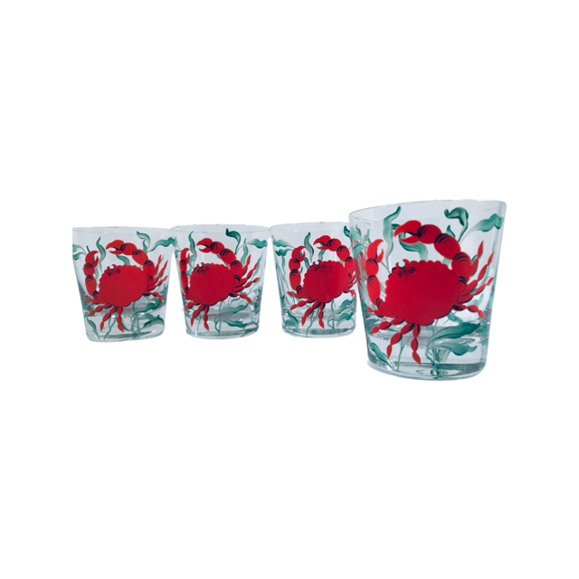 Vintage Under the Sea Crab Glasses (Set of 4)