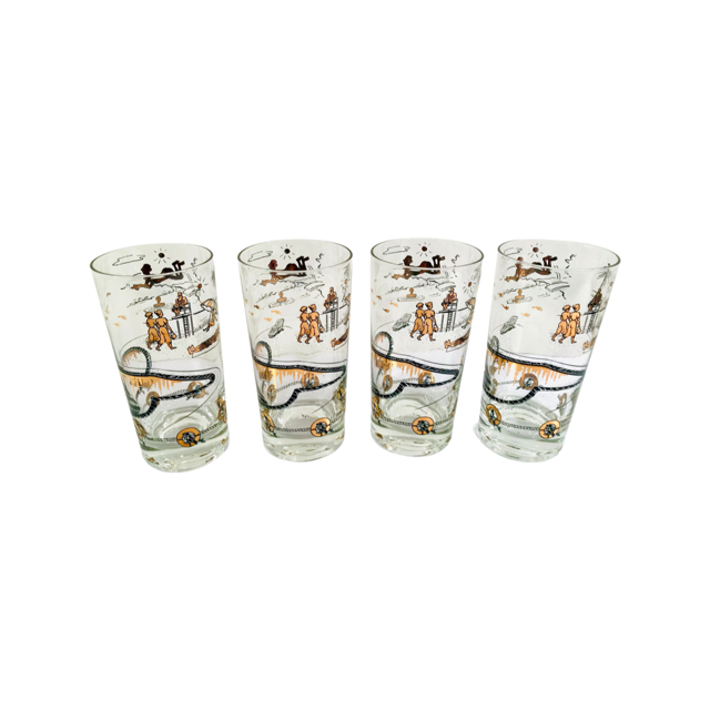 Vintage Summer Fun Glasses (Set of 4)