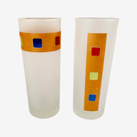 Load image into Gallery viewer, Federal Glass Mid-Century Gold Bar and Frosted Tall Collins Glasses (Set of 2)
