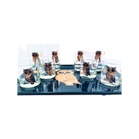 Load image into Gallery viewer, Couroc Signed Mid-Century Black and 22-Karat Gold Owl 9-Piece Set
