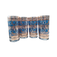 Load image into Gallery viewer, Vintage Hollywood Regency Gold and Blue Cherub Baroque Highball Glasses (Set of 4)
