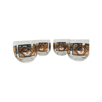 Load image into Gallery viewer, Culver Signed Mid-Century Black and Gold Diamond Roly Poly Glasses (Set of 4)
