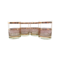 Load image into Gallery viewer, Culver Mid-Century Gold Netting Double Old Fashion Glasses (Set of 4)
