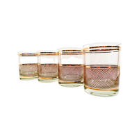 Load image into Gallery viewer, Culver Mid-Century Gold Netting Double Old Fashion Glasses (Set of 4)
