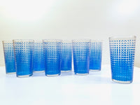 Load image into Gallery viewer, Hazel Atlas Mid-Century Retro Blue Dots Glass Set With Original Box (Set of 8)
