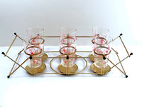 Load image into Gallery viewer, Federal Glass Pink Atomic Starburst Glasses with Tipsy Tim Carrier (Set of 6 with Carrier)
