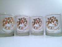 Load image into Gallery viewer, Culver- Signed Mid-Century 22-Karat Gold &amp; White Christmas Bells Glasses (Set of 4 with Original Box)
