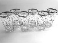 Load image into Gallery viewer, Mid-Century Silver Atomic Star Glasses (Set of 6)
